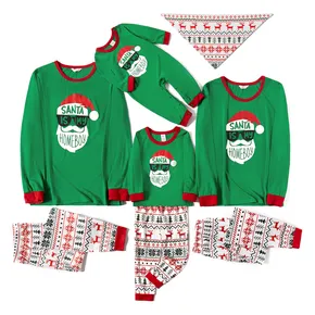 Christmas Santa Claus Print Family Matching Long-sleeve Elk Print Pajamas Sets (Flame Resistant)