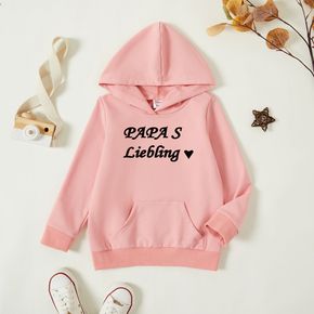 Toddler Graphic Letter and Heart Print Long-sleeve Hooded Pullover