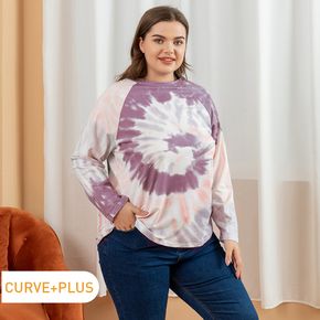 Women Plus Size Casual Tie Dye Pullover Sweatshirt