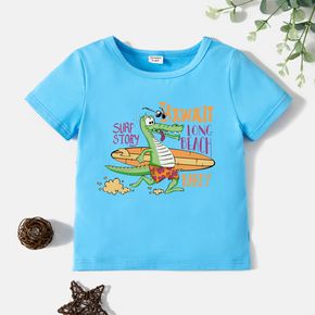 Toddler Boy Graphic Dinosaur and Letter Print  Short-sleeve Tee