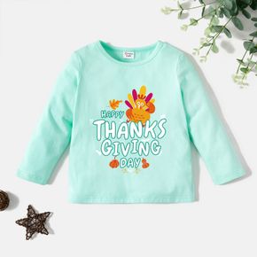 Thanksgiving Toddler Graphics Turkey and Letter Print Long-sleeve Tee