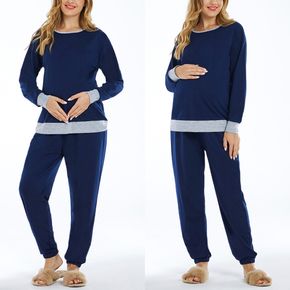 Maternity Round Neck Long-sleeve Royal Blue Sweater