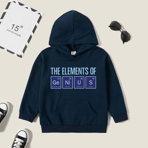 Kid Graphic Elements Table and Letter Print Long-sleeve  Hooded Pullover