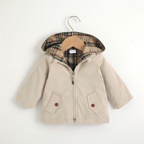 Toddler Girl/Boy 100% Cotton Plaid Lined Zipper Hooded Coat
