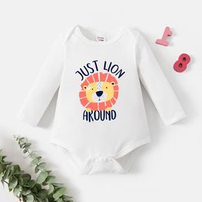 Baby Graphic Lion and Letter Print Long-sleeve Romper