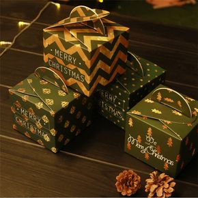 Pacote de 8 embalagens com estampa do alfabeto do Feliz Natal, caixas de maçã, pacotes de presentes para a véspera de Natal, caixas de doces