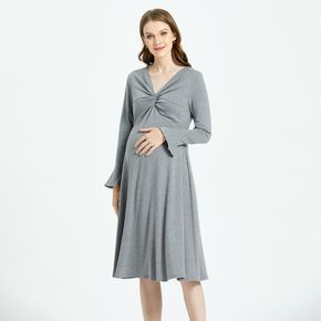 Maternity Twist Front Long-sleeve Dress