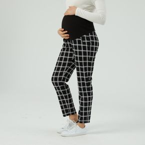 Maternity Black and White Grid Casual Pants