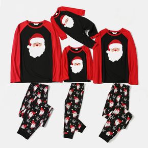 Weihnachten Weihnachtsmann und Buchstabendruck rote Raglanfamilie passend zu den langärmeligen Pyjamas-Sets (schwer entflammbar)
