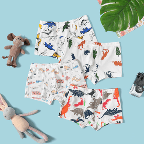 4-piece Toddler Boy Dinosaur/Vehicle Print Underwear Boxer Briefs