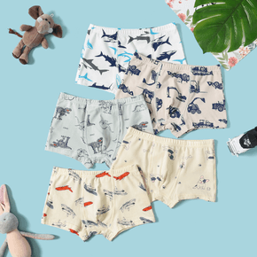5-piece Toddler Boy Vehicle/Animal Print Underwear Boxer Briefs