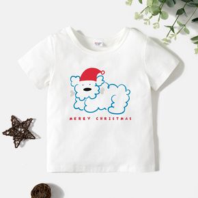 Christmas Toddler Graphic Doggy and Letter Print Short-sleeve Tee