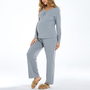 Maternity Folds V-neck Long-sleeve Pajama Loungewear