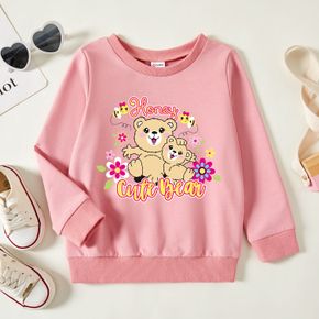 Toddler Girl Graphic Bear & Letter Print Long-sleeve Pullover
