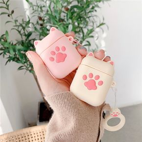 AirPods Case Cover Cute Cat Paw Footprints Bluetooth Headset Cover Soft Silicone Earphone Cover Protective Shell for AirPods 1/2