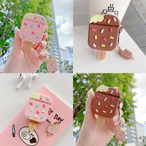 AirPods Case Cover 3D Cute Cartoon Chocolate Ice Cream Popsicle Bluetooth Headset Cover Soft Silicone Earphone Cover Protective Shell for AirPods 1/2