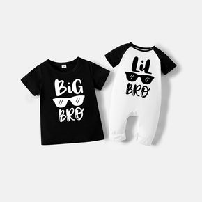 100% Cotton Sunglasses and Letter Print Sibling Matching Short-sleeve Tops