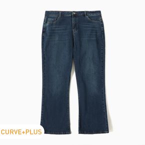 Frauen plus Size lässige ausgestellte Denim-Jeans mit hoher Taille