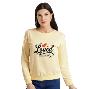 Women Graphic Letter and Daisy and Heart Print Round-collar Long-sleeve Pullover