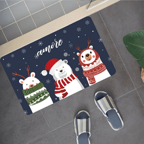 Christmas Printed Non-Slip Bath Mat Kitchen Mat Floor Carpet for Bedroom