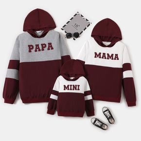Family Matching Letter Print Colorblock Splicing Long-sleeve Hoodies