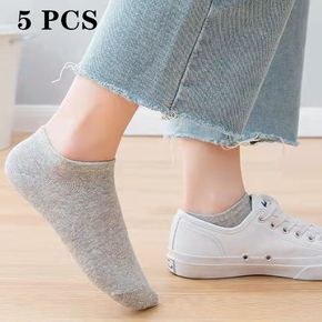 5-pack Women Pure Color Ankle Socks