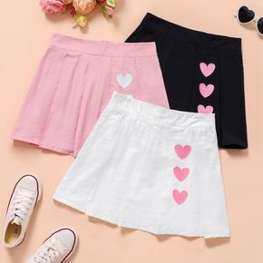 Kid Girl Heart Print Elasticized Skirt