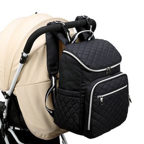 Lingge Quilted Large Capacity Maternity Mommy Bag Multifunctional Baby Stroller Organizer Mummy Bag Storage Pack