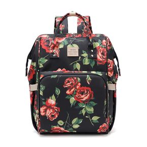 Multifunctional Mommy Bag Backpack Allover Floral Print Large Capacity Waterproof Maternity Outdoor Working Backpack with USB