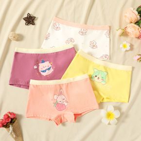 4-piece Toddler Girl Cartoon Animal Print Boxer Briefs Underwear