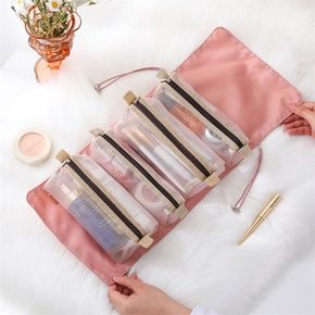 4 in 1 Hanging Roll-Up Makeup Bag Toiletry Bag Large Capacity Portable Detachable Storage Bag Travel Organizer for Cosmetics and Personal Care
