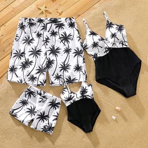 Family Matching All Over Coconut Tree Print One-piece Swimsuit