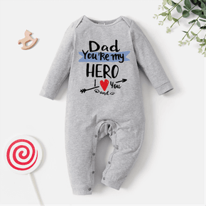 Baby Boy Love Heart and Letter Print Long-sleeve Jumpsuit