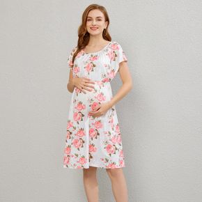 Nursing Allover Floral Print Short-sleeve Dress