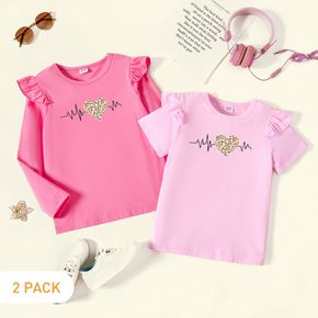 2-Pack Kids Girl Graphic Flutter-sleeve Tee Set