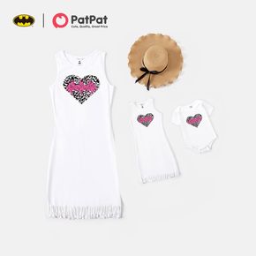 Batman Mommy and Me Classic Logo and Heart Print 100% Cotton Tank Dress