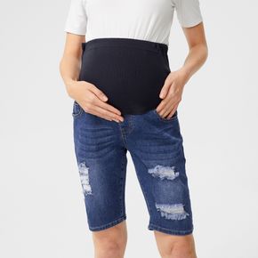 Maternity Fly Ripped Detail Knee Length Jeans