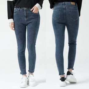 Skinny Jeans im Used-Look mit ungesäumten Kanten