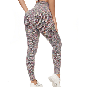 Colorful Honeycomb Textured Butt Lifting High-Rise Leggings