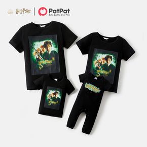Passende schwarze Kurzarm-Baumwoll-T-Shirts zur Harry-Potter-Familie