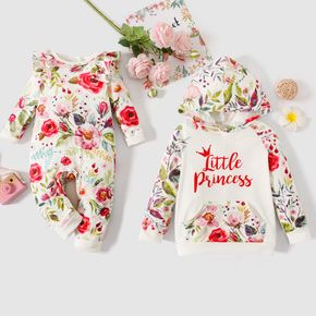 All Over Floral Print Sibling Matching Fleece Long-sleeve Sets