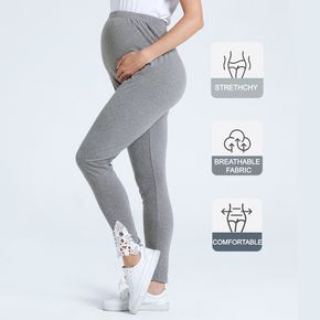 Maternity Hollow Out Lace Trim Grey Leggings
