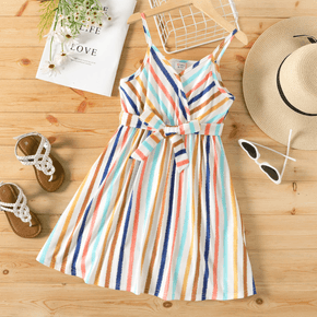 Kid Girl Colorblock Stripe Belted Cami Dress