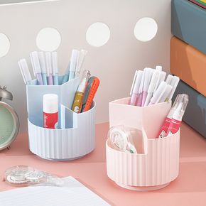 Rotating Pencil Holder 360°  Spinning Pencil Pen Desk Organizers Container 3 Compartments Desktop Stationery Storage Organizer