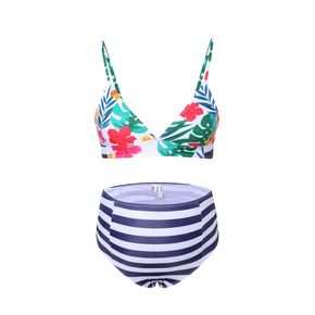 Maternity 2pcs full print Color block two piece swimsuits