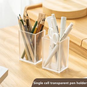 Acrylic Square Pen Holder Transparent Pencil Organizer Cup Desk Organizer Storage Makeup Cosmetic Brush Storage Box