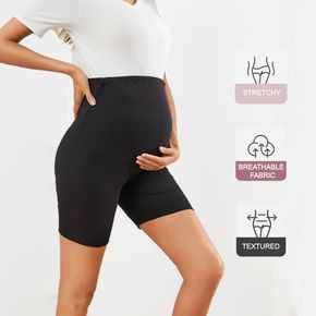 Maternity Simple Black Biker Shorts