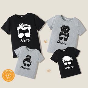 Baumwoll-Familienzeichen und passende Kurzarm-T-Shirts mit Buchstabendruck