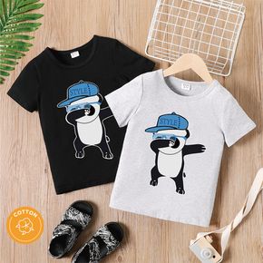 Kid Boy 95% Cotton Animal Panda Print Short-sleeve Tee