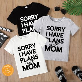 Mother's Day Kid Boy Letter Print Short-sleeve Cotton Tee
